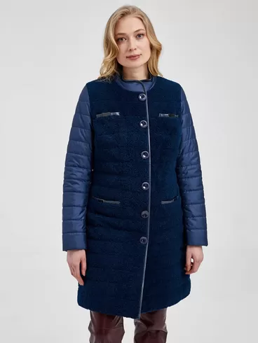 Пальто женское комбинированное 808, синий, артикул 13430-5