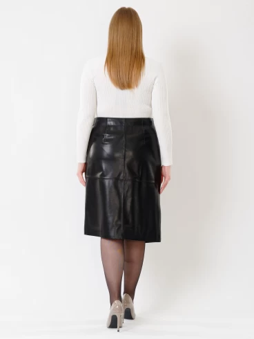 Кожаная юбка миди из натуральной кожи 07, черная, размер 44, артикул 85432-1