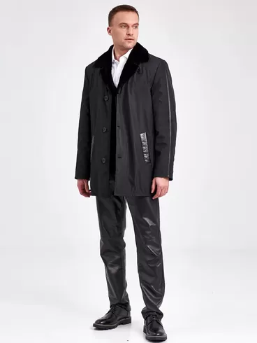Текстильная куртка зимняя мужская 2352, на подкладке из овчины, черная, р. 50, арт. 40890-1