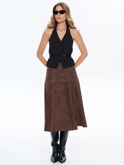 Замшевая юбка 17з, cветло-коричневая, размер 42, артикул 86060-6