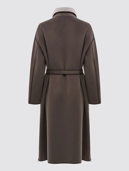 Пальто кашемировое женское темно-коричневое 1058-120, размер 46, артикул 92520-1