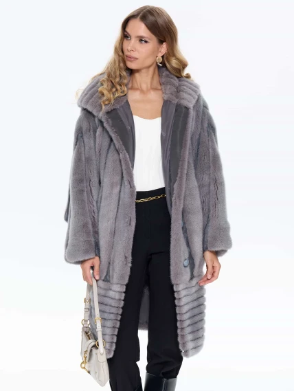 Норковая женская шуба BRASCHI ELM 042, серая, размер 46, артикул 34440-3