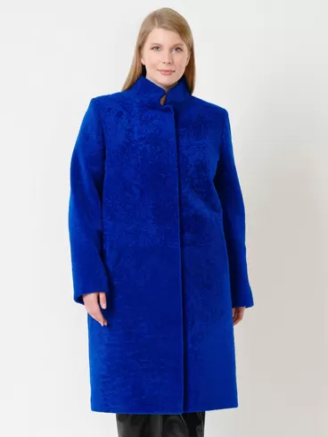 Пальто из астрагана утепленное женское 54мех, синее, р. 50, арт. 17470-5