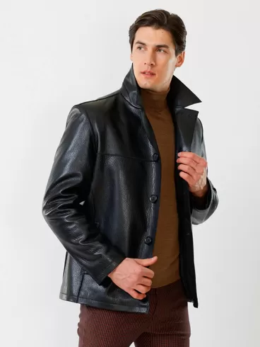 Кожаный пиджак мужской 20с дом, черный, р. 48, арт. 28570-5