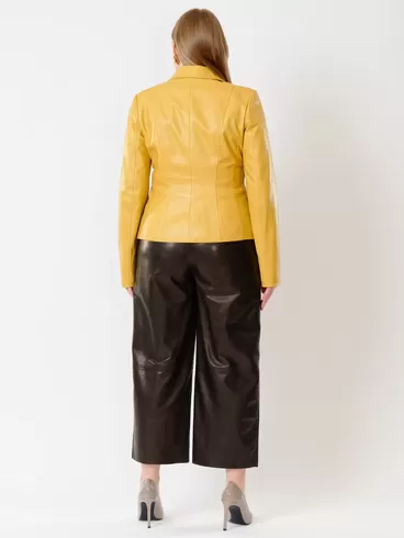 Кожаный комплект: Пиджак женский 316рс + Брюки женские 05, желтый/черный, р. 44, арт. 111151-2