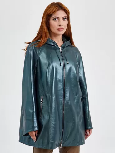 Кожаный комплект: Куртка женская 383 + Брюки женские 03, изумрудный/коричневый, р. 48, арт. 111173-3
