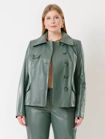 Кожаная куртка женская 302, оливковый, р. 48, арт. 91181-0
