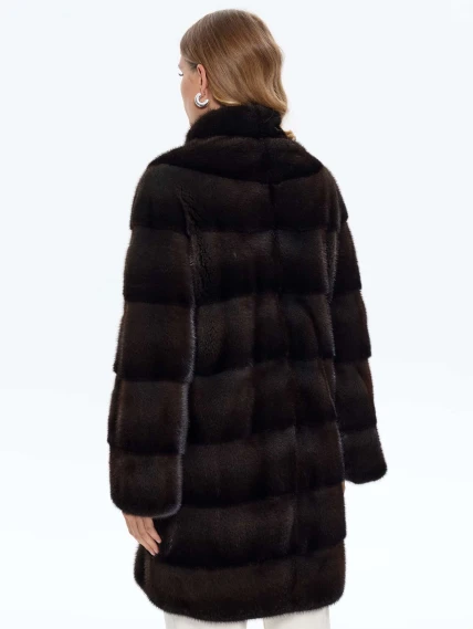 Поперечная норковая женская шуба MANZARI SL-135, серая, размер 44, артикул 34290-5