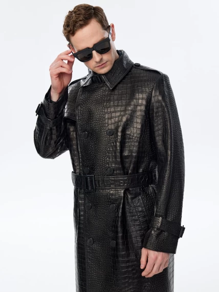 Классическое мужское кожаное пальто премиум класса 559, черное, размер 50, артикул 71470-1