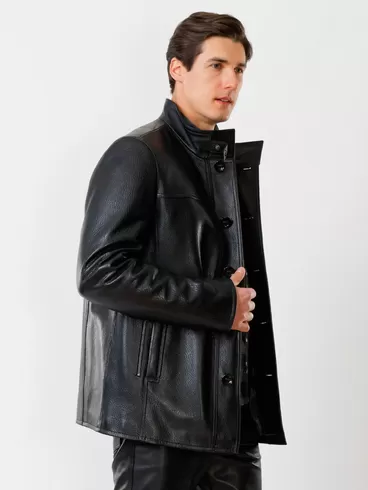 Кожаная куртка утепленная мужская 518ш, черная, р. 48, арт. 40370-1