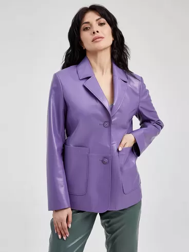 Кожаный пиджак женский 3016, сиреневый, р. 46, арт. 91680-5