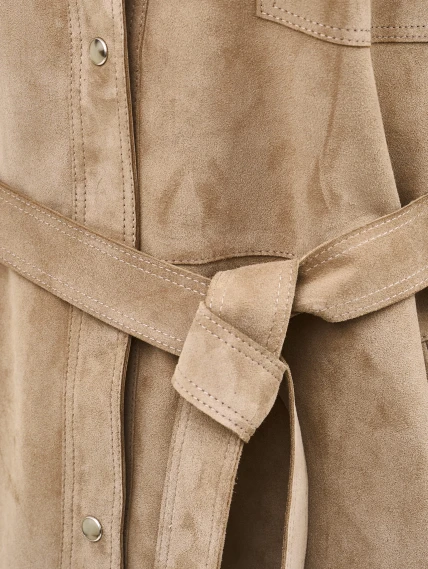 Бежевая женская замшевая куртка премиум класса 3107з, размер 44, артикул 92220-2