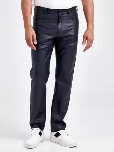 Кожаные брюки мужские 01, синие, р. 48, арт. 120021-1