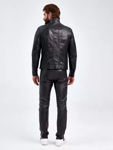 Кожаная куртка мужская 502, короткая, черная, p. 50, арт. 29110-2
