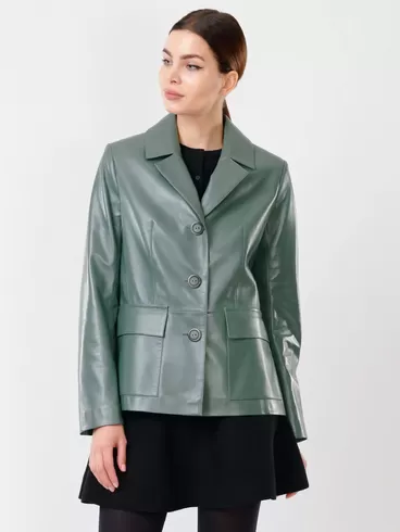 Кожаный пиджак женский 3007, оливковый, р. 46, арт. 90711-5
