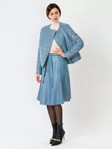 Демисезонный комплект женский: Куртка утепленная 306 + Юбка с поясом 01рс, голубой, р. 46, арт. 111165-0
