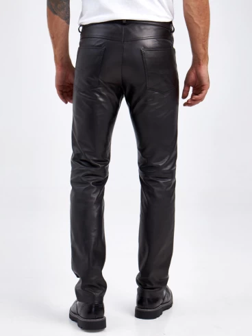 Кожаные брюки мужские 01, черные, p. 50, арт. 120012-6