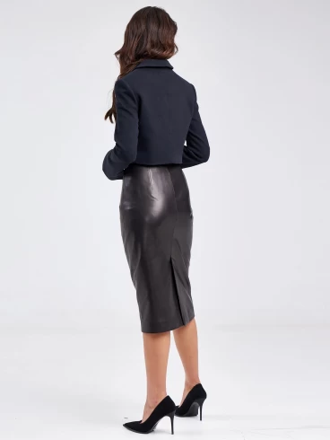 Кожаная женская юбка из натуральной кожи премиум класса 13, черная, размер 44, артикул 85930-4