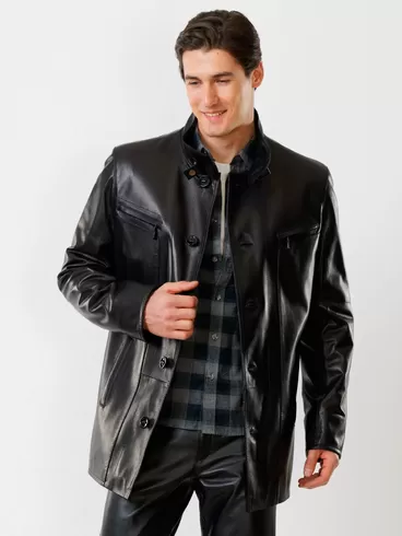 Кожаная куртка мужская 517нв, утепленная, черная, р. 48, арт. 28620-1