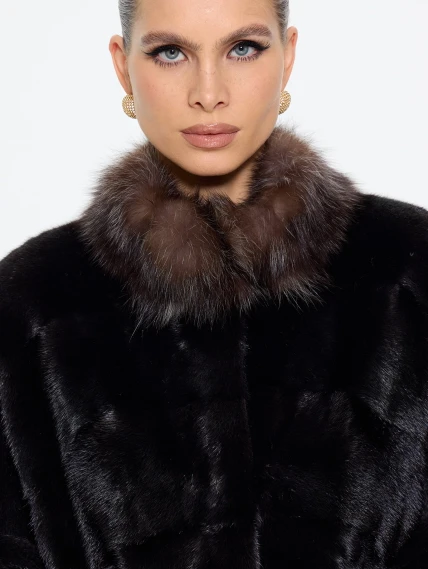 Норковая длинная женская шуба Анастасия, черная, размер 44, артикул 65650-2