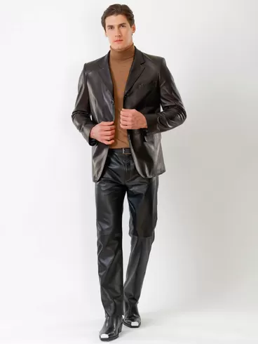 Кожаный пиджак мужской 543, черный, р. 64, арт. 27330-3