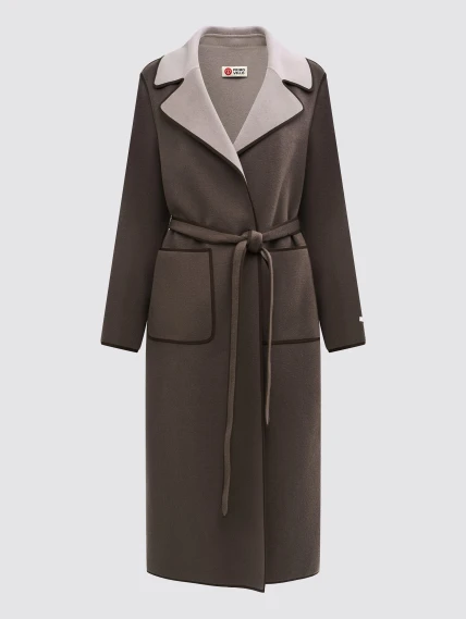 Женское кашемировое пальто темно-коричневое премиум класса 1055-125, размер 46, артикул 92490-0