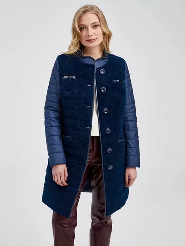 Пальто женское комбинированное 808, синий, артикул 13430-0