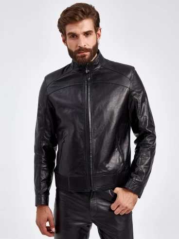 Кожаный комплект мужской: Куртка 531 + Брюки 01, черный, р. 50, арт. 140640-5