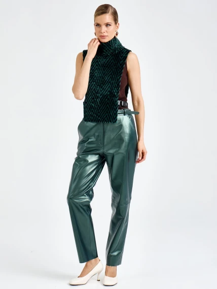 Кожаные женские брюки премиум класса 12, зеленые, размер 48, артикул 92620-0