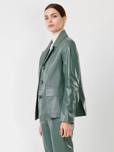 Кожаный костюм женский: Пиджак 3007 + Брюки 03, оливковый, р. 46, арт. 111136-4