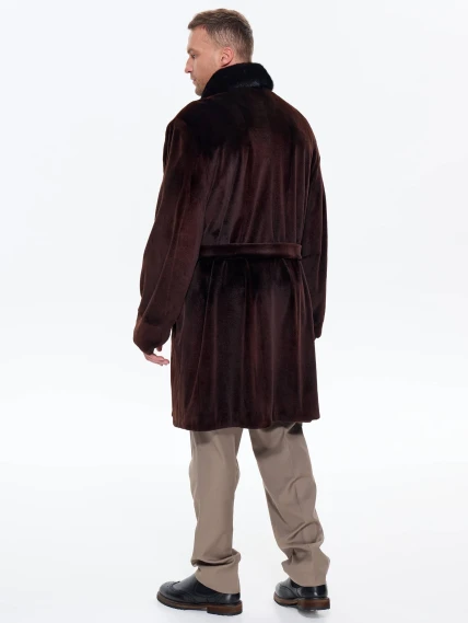 Мужская двубортная норковая шуба CADANO F086389A, коричневая, размер 56, артикул 34540-5
