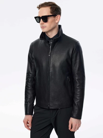Короткая кожаная куртка премиум класса для мужчин 2010-9, черная, размер 48, артикул 29700-0
