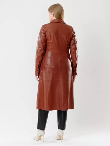 Кожаный комплект женский: Платье - рубашка 02 + Брюки 03, коричневый/черный, р. 46, арт. 111135-2