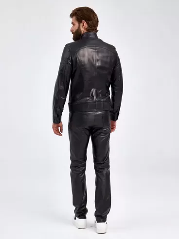 Кожаная куртка мужская 531, короткая, черная, p. 50, арт. 29140-6