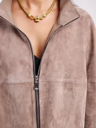 Замшевая куртка премиум класса женская 3037, светло-коричневая, р. 50, арт. 23160-2