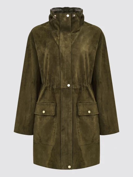 Женская замшевая куртка премиум класса 3114з, хаки, размер 44, артикул 92660-0