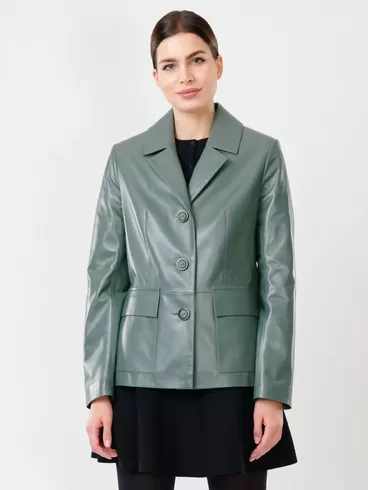 Кожаный пиджак женский 3007, оливковый, р. 46, арт. 90711-0