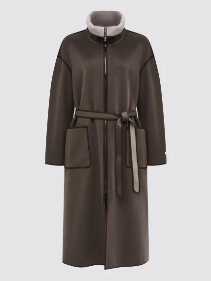 Пальто кашемировое женское темно-коричневое 1058-120, размер 46, артикул 92520-0