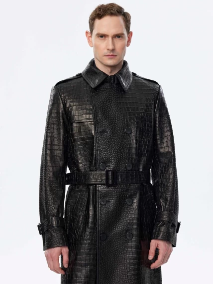 Классическое мужское кожаное пальто премиум класса 559, черное, размер 50, артикул 71470-3