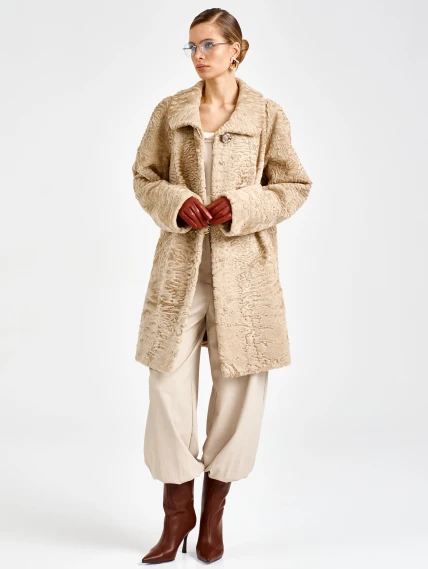 Женская каракулевая шуба премиум класса Лиза(в), бежевая, размер 58, артикул 92710-7