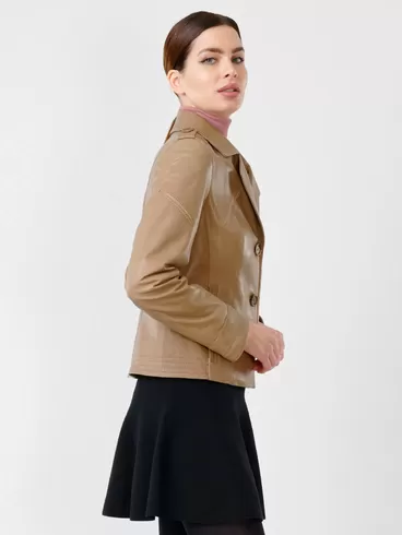 Кожаная куртка женская 304, на пуговицах, серо-коричневая, р. 44, арт. 90701-4