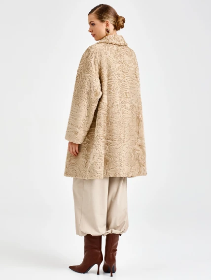Женская каракулевая шуба премиум класса Лиза(в), бежевая, размер 58, артикул 92710-5
