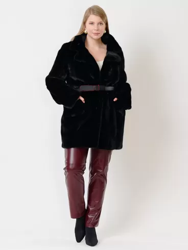 Демисезонный комплект женский: Куртка из меха норки ELECTRA ав + Брюки 02, черный/бордовый, р. 52, арт. 111227-6