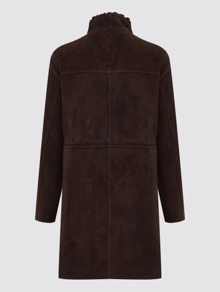 Коричневая женская замшевая куртка премиум класса 3114з, размер 44, артикул 92670-1