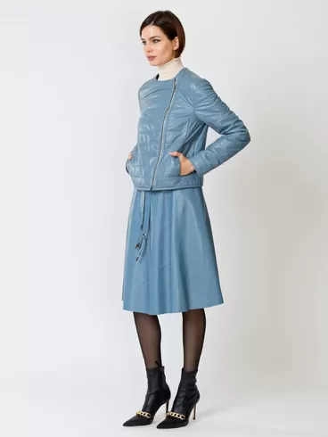 Демисезонный комплект женский: Куртка утепленная 306 + Юбка с поясом 01рс, голубой, р. 46, арт. 111165-6