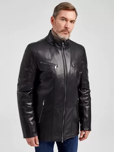 Кожаная куртка утепленная мужская 537ш, черная, р. 48, арт. 40482-1