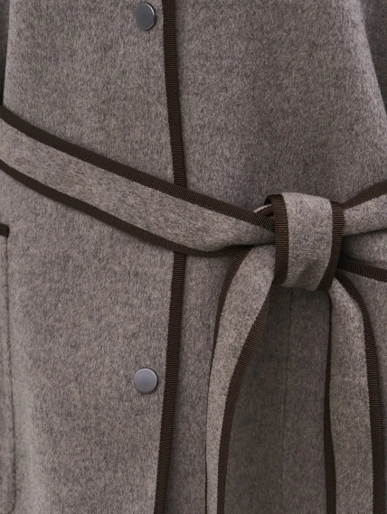 Серо-коричневое полупальто кашемировое женское 1131-70, размер 46, артикул 92600-3