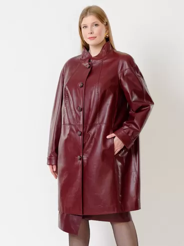 Кожаное пальто женское 378, бордовое, р. 46, арт. 91241-6