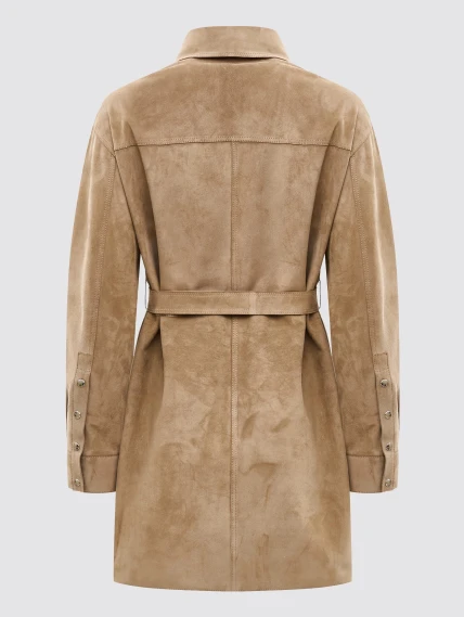 Бежевая женская замшевая куртка премиум класса 3107з, размер 44, артикул 92220-1