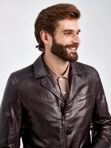 Кожаный пиджак утепленный мужской 530ш, коричневая, p. 50, арт. 29130-4